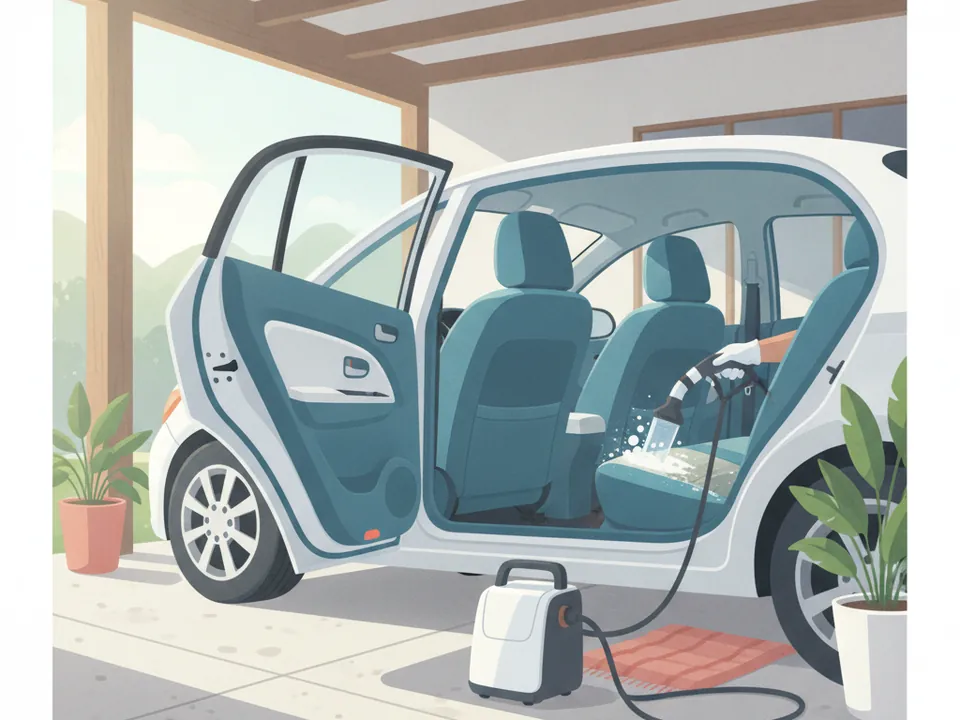 Ilustración de limpieza de tapicería de carro